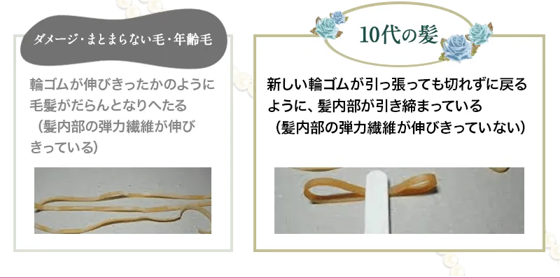 髪を輪ゴムと仮定すると…